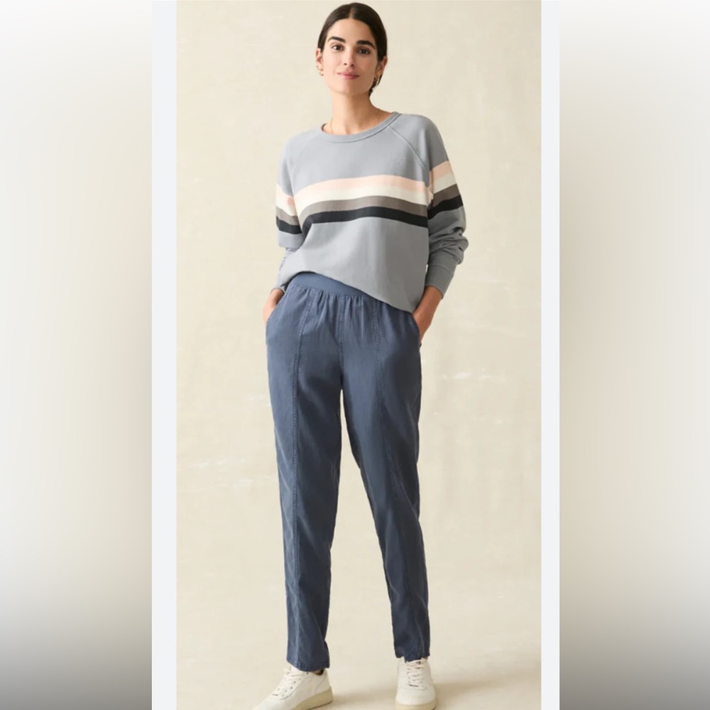 Faherty Arlie Tencel Linen Organic Cotton Blend Pants small boho coastal preppy